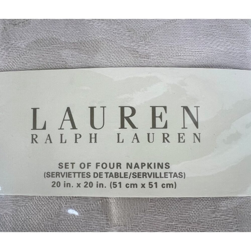 New Ralph Lauren Bountiful Pebble Cloth Napkin Set Of 4 Beige 20" X 20" Jacquard - Picture 2 of 4